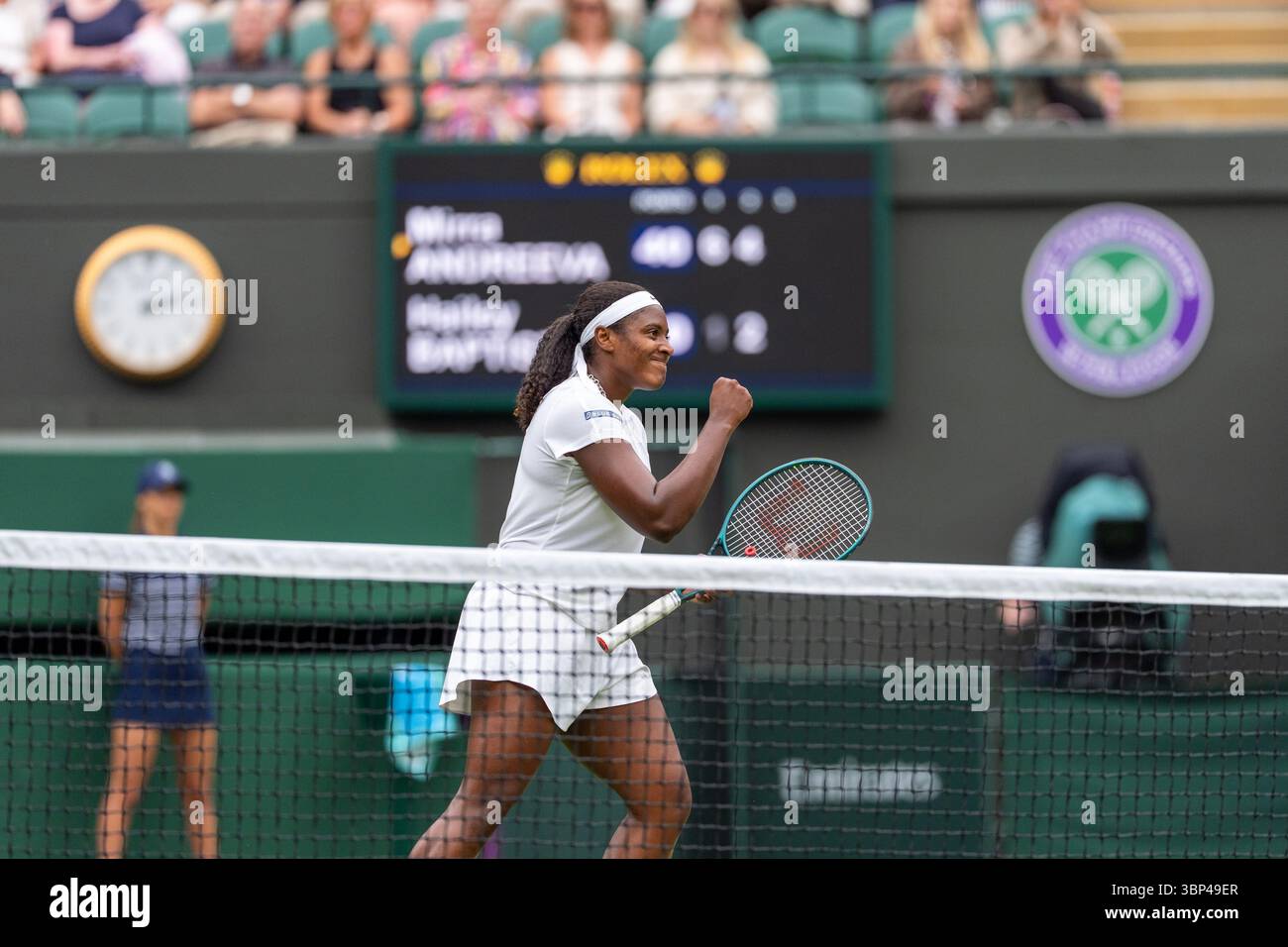 London, UK. 05th July, 2025. LONDON, UNITED KINGDOM - JULY 5: Hailey Baptiste of United States of America during Day Six of The Championships Wimbledon 2025 at All England Lawn Tennis and Croquet Club on July 5, 2025 in London, United Kingdom. (Photo by Marleen Fouchier/BSR Agency) Credit: BSR Agency/Alamy Live News Stock Photo