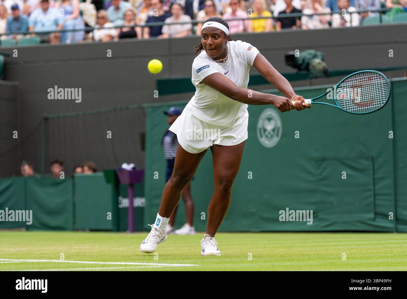 London, UK. 05th July, 2025. LONDON, UNITED KINGDOM - JULY 5: Hailey Baptiste of United States of America during Day Six of The Championships Wimbledon 2025 at All England Lawn Tennis and Croquet Club on July 5, 2025 in London, United Kingdom. (Photo by Marleen Fouchier/BSR Agency) Credit: BSR Agency/Alamy Live News Stock Photo