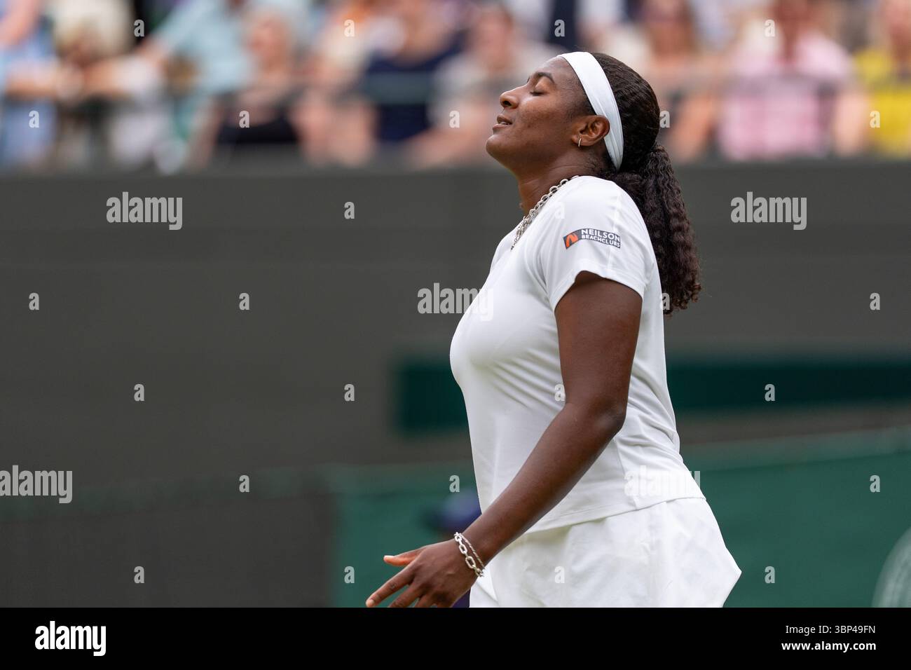 London, UK. 05th July, 2025. LONDON, UNITED KINGDOM - JULY 5: Hailey Baptiste of United States of America during Day Six of The Championships Wimbledon 2025 at All England Lawn Tennis and Croquet Club on July 5, 2025 in London, United Kingdom. (Photo by Marleen Fouchier/BSR Agency) Credit: BSR Agency/Alamy Live News Stock Photo