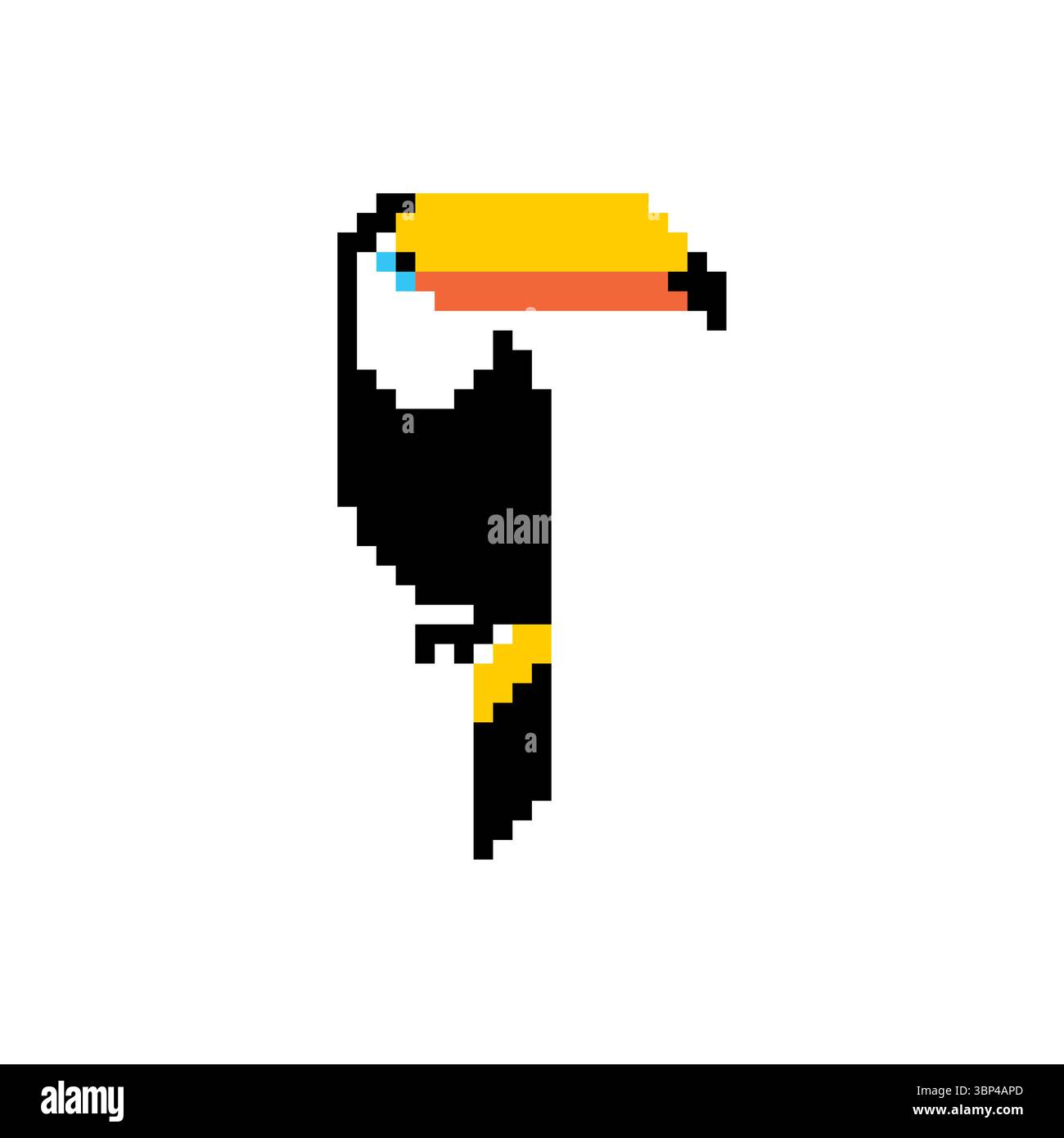 Toucan pixel art. 8 bit tropical bird Stock Vector