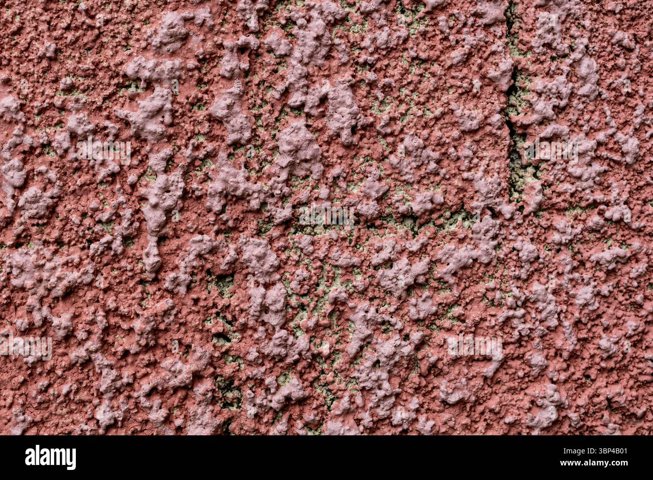 Abstract, background, closeup of a pink and red, textured stucco wall. Stock Photo