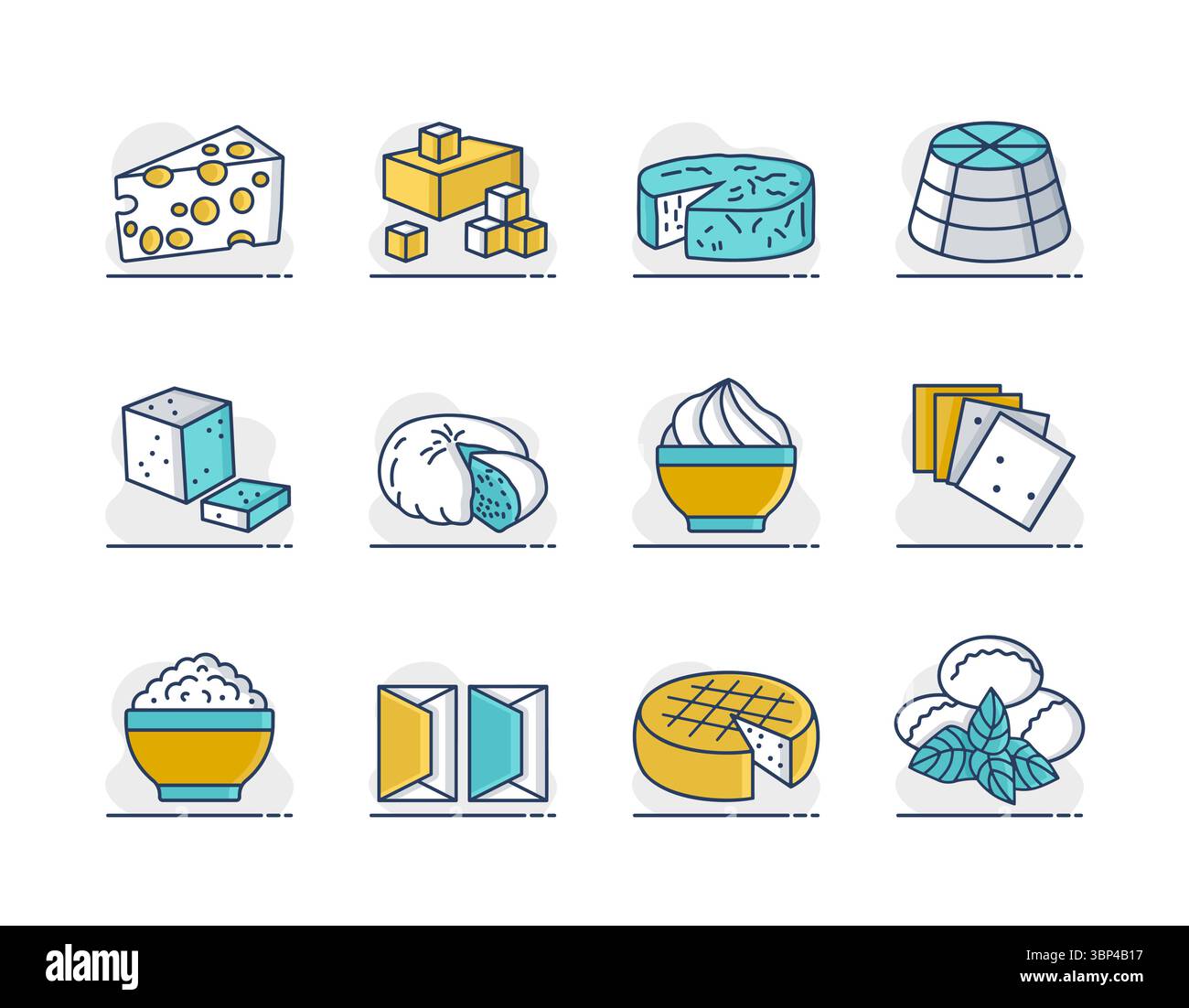 Cheese vector icon set. Dairy products sign. Graph symbol for cooking ...