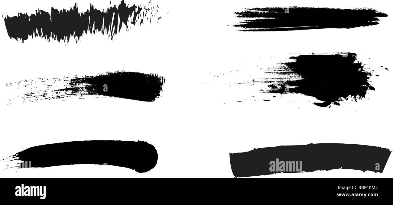 Black Brush Stroke Set – Textured Vector Paint Lines with Artistic ...
