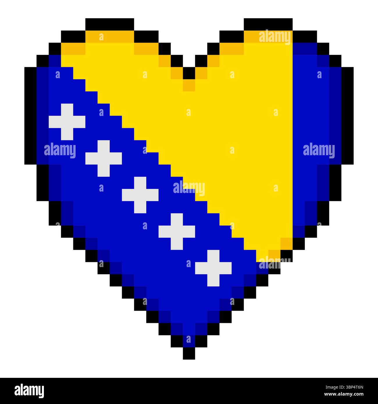 Bosnia and herzegovina flag with heart shape in pixel art style Stock Vector