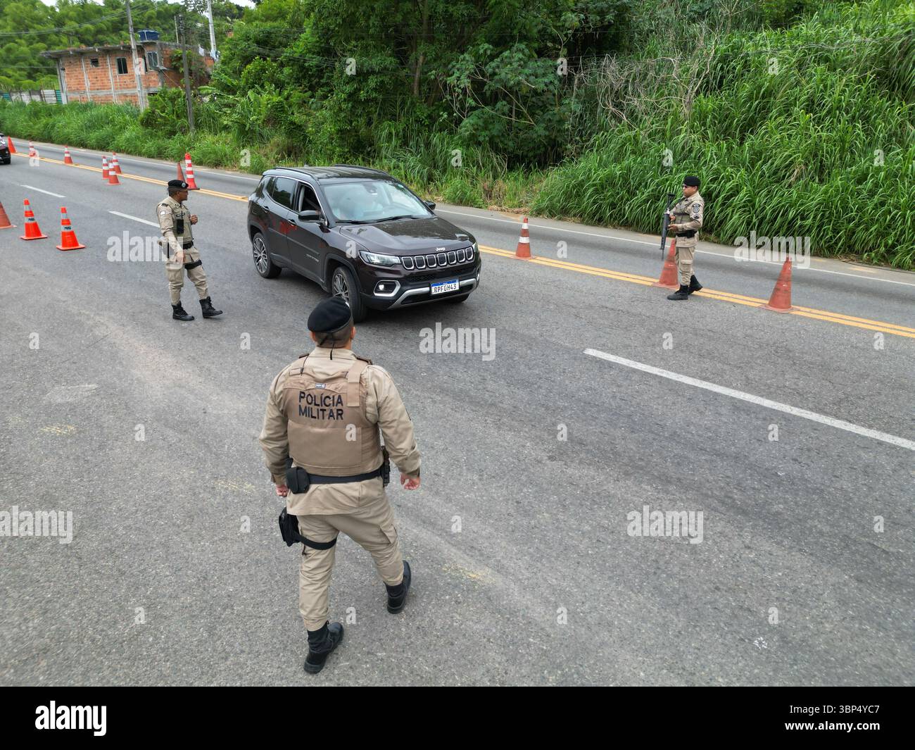 highway police, bahia, checkpoint, approach, highway, inspection ...