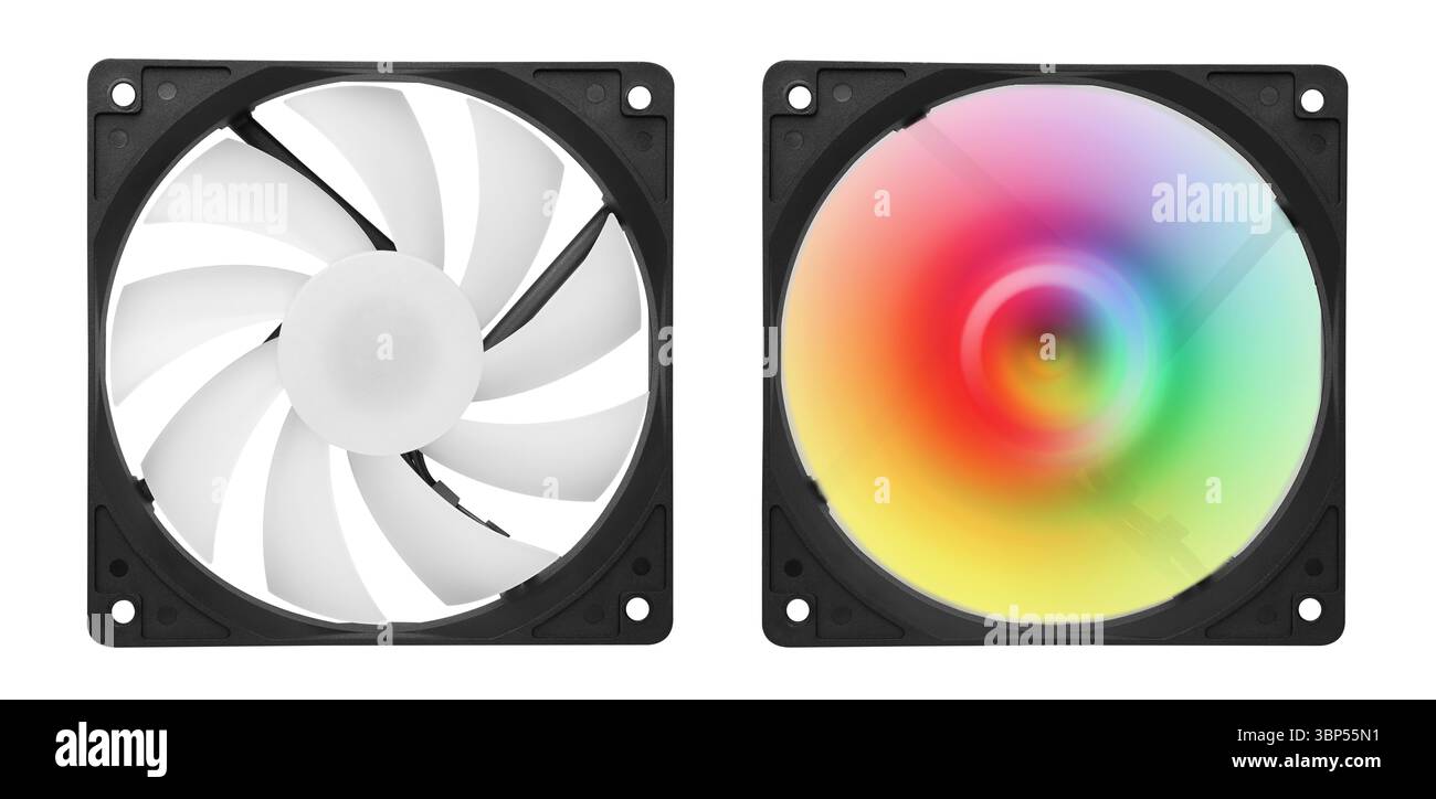 Cooler computer fan isolated on white background Stock Photo