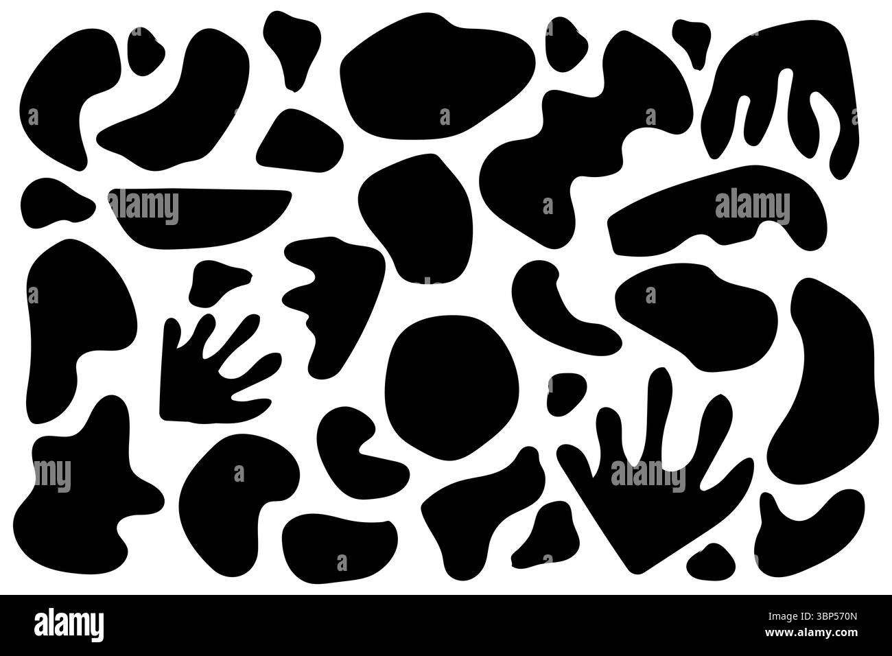 Set of abstract organic shapes. Organic black blobs of irregular shape ...