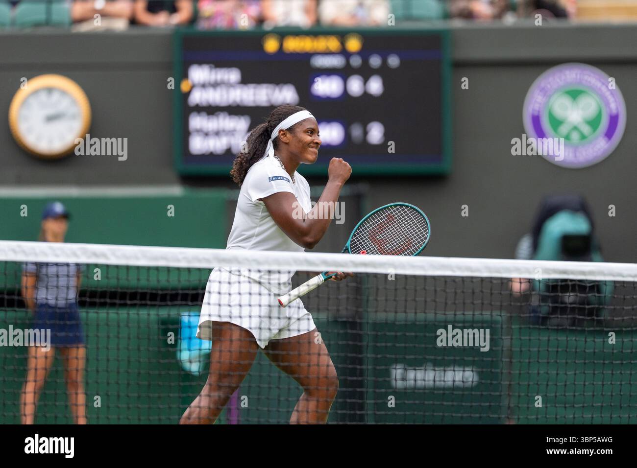London, UK. 05th July, 2025. LONDON, ENGLAND - JULY 5: Hailey Baptiste of The USA during Wimbledon 2025 at All England Lawn Tennis & Croquet Club on July 5, 2025 in London, England. (Photo by Marleen Fouchier/Orange Pictures) Credit: Orange Pics BV/Alamy Live News Stock Photo