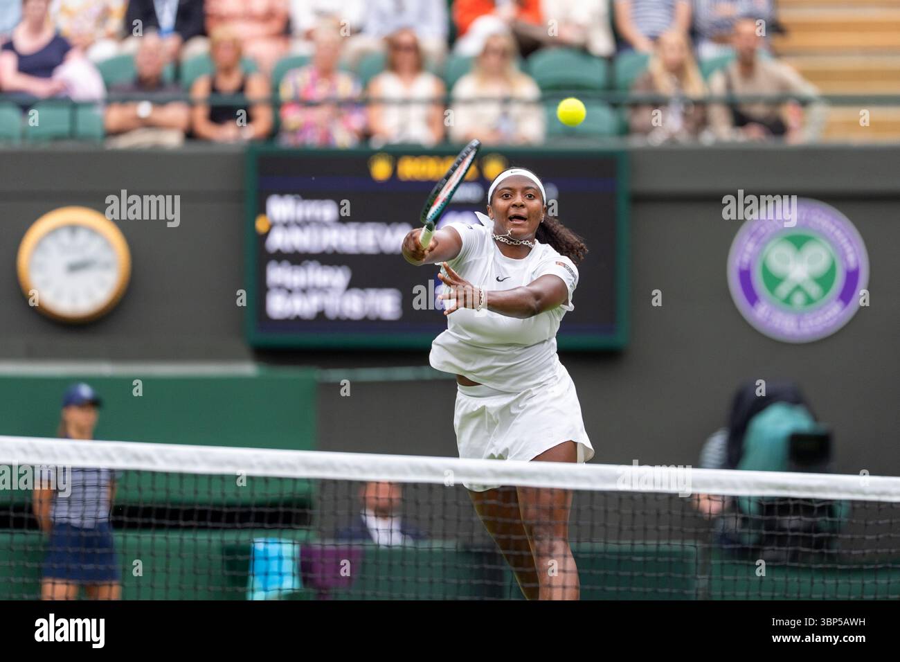 London, UK. 05th July, 2025. LONDON, ENGLAND - JULY 5: Hailey Baptiste of The USA during Wimbledon 2025 at All England Lawn Tennis & Croquet Club on July 5, 2025 in London, England. (Photo by Marleen Fouchier/Orange Pictures) Credit: Orange Pics BV/Alamy Live News Stock Photo