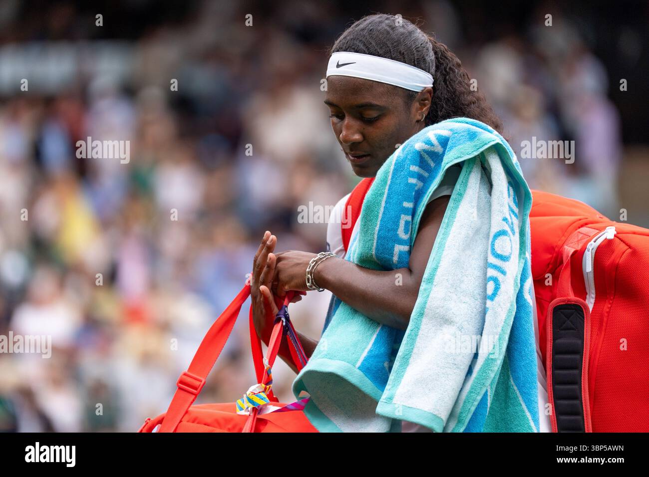 London, UK. 05th July, 2025. LONDON, ENGLAND - JULY 5: Hailey Baptiste of The USA during Wimbledon 2025 at All England Lawn Tennis & Croquet Club on July 5, 2025 in London, England. (Photo by Marleen Fouchier/Orange Pictures) Credit: Orange Pics BV/Alamy Live News Stock Photo