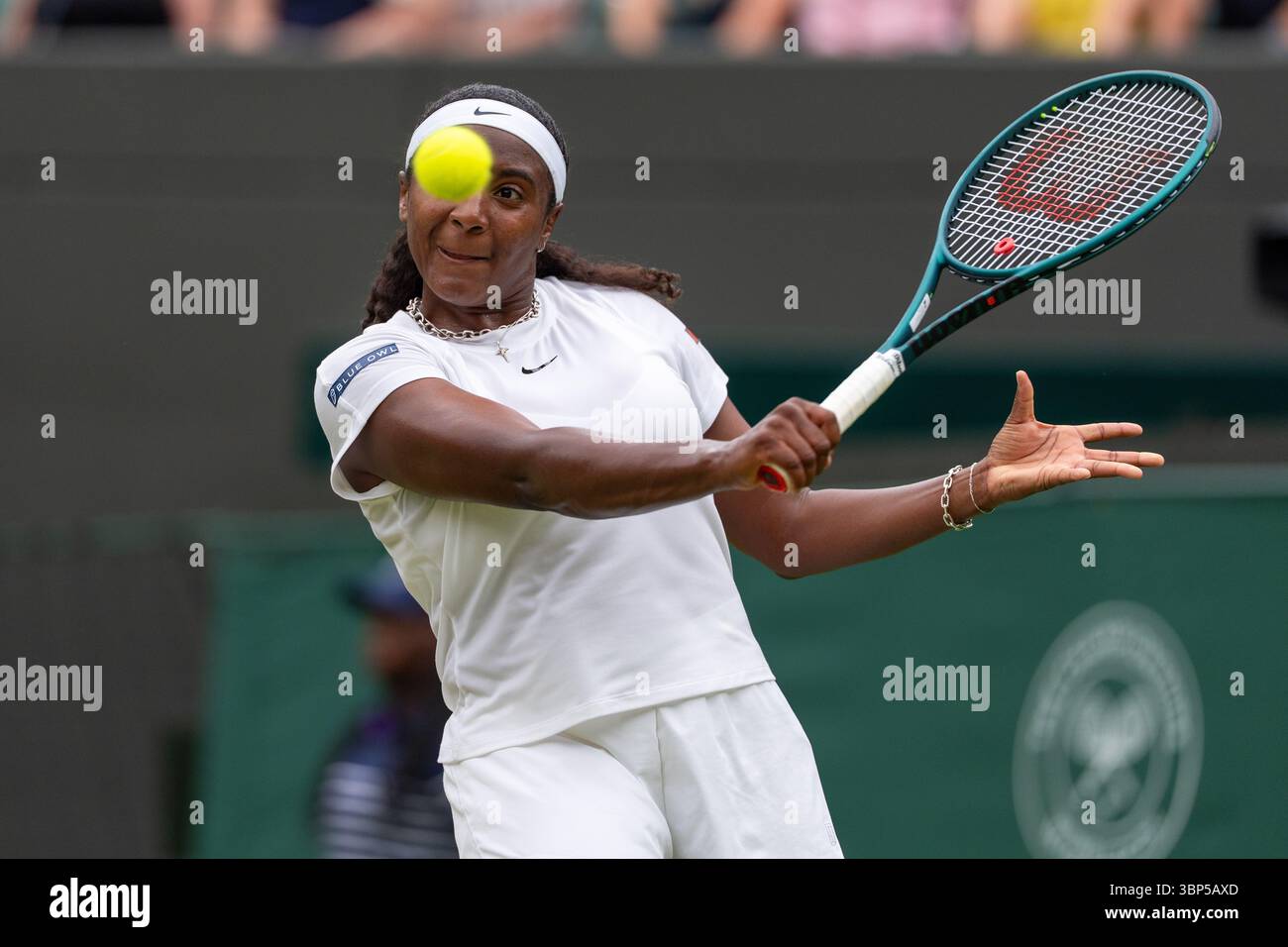 London, UK. 05th July, 2025. LONDON, ENGLAND - JULY 5: Hailey Baptiste of The USA during Wimbledon 2025 at All England Lawn Tennis & Croquet Club on July 5, 2025 in London, England. (Photo by Marleen Fouchier/Orange Pictures) Credit: Orange Pics BV/Alamy Live News Stock Photo