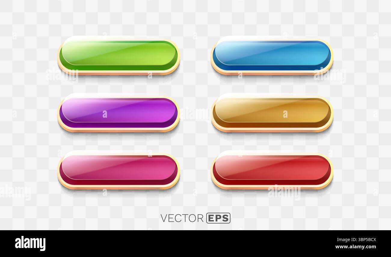 Set color round button, frame label, event web element. Vector Stock Vector