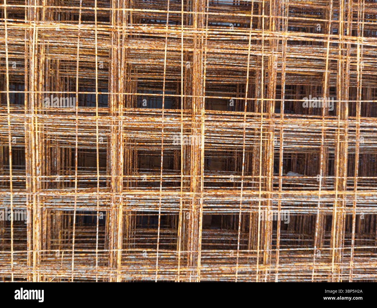 Rusty metal grid construction panels Stock Photo