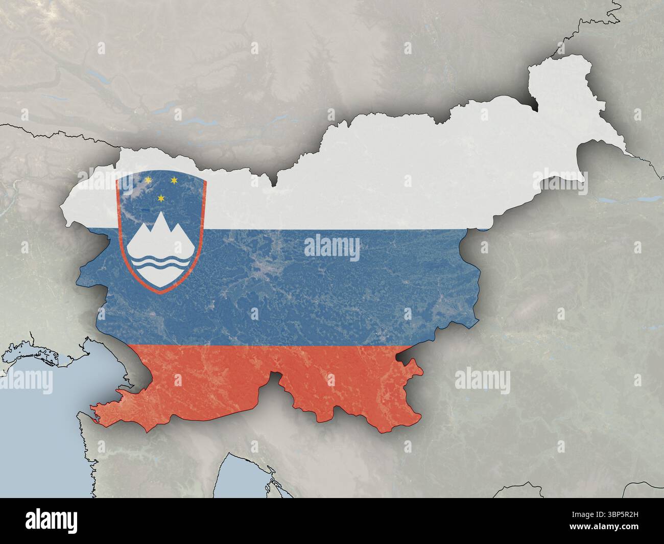 Map of Slovenia overlayed with its national flag. Elements of this ...