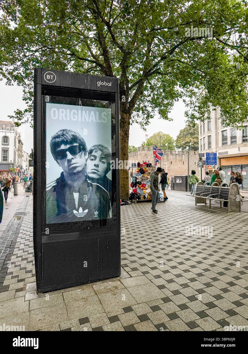 Adidas Digital Advertising Display Featuring Gallagher Brothers in Cardiff During Oasis Live ’25 Tour - Smartphone Captured Stock Image