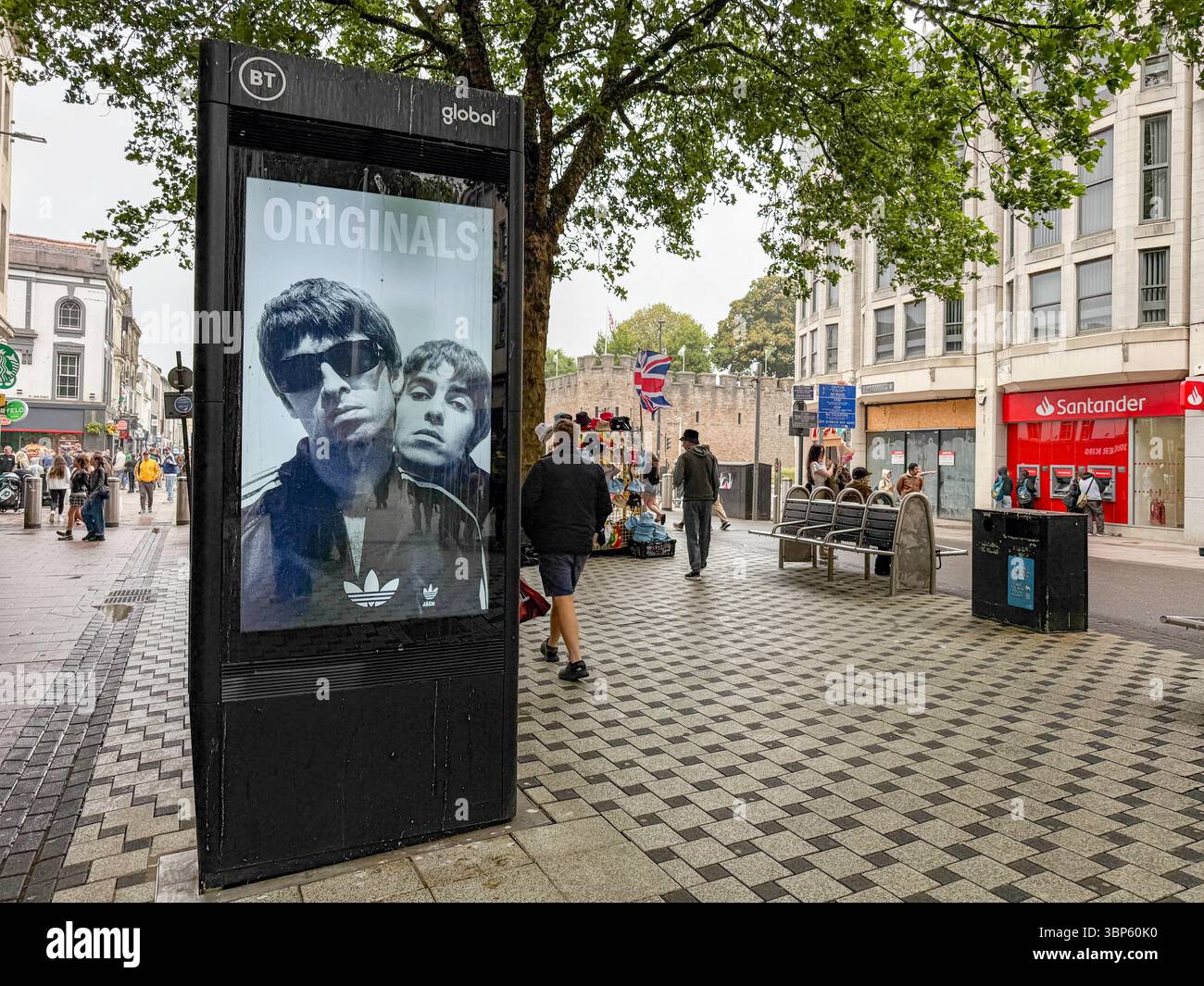 Adidas Digital Advertising Display Featuring Gallagher Brothers in Cardiff During Oasis Live ’25 Tour - Smartphone Captured Stock Image