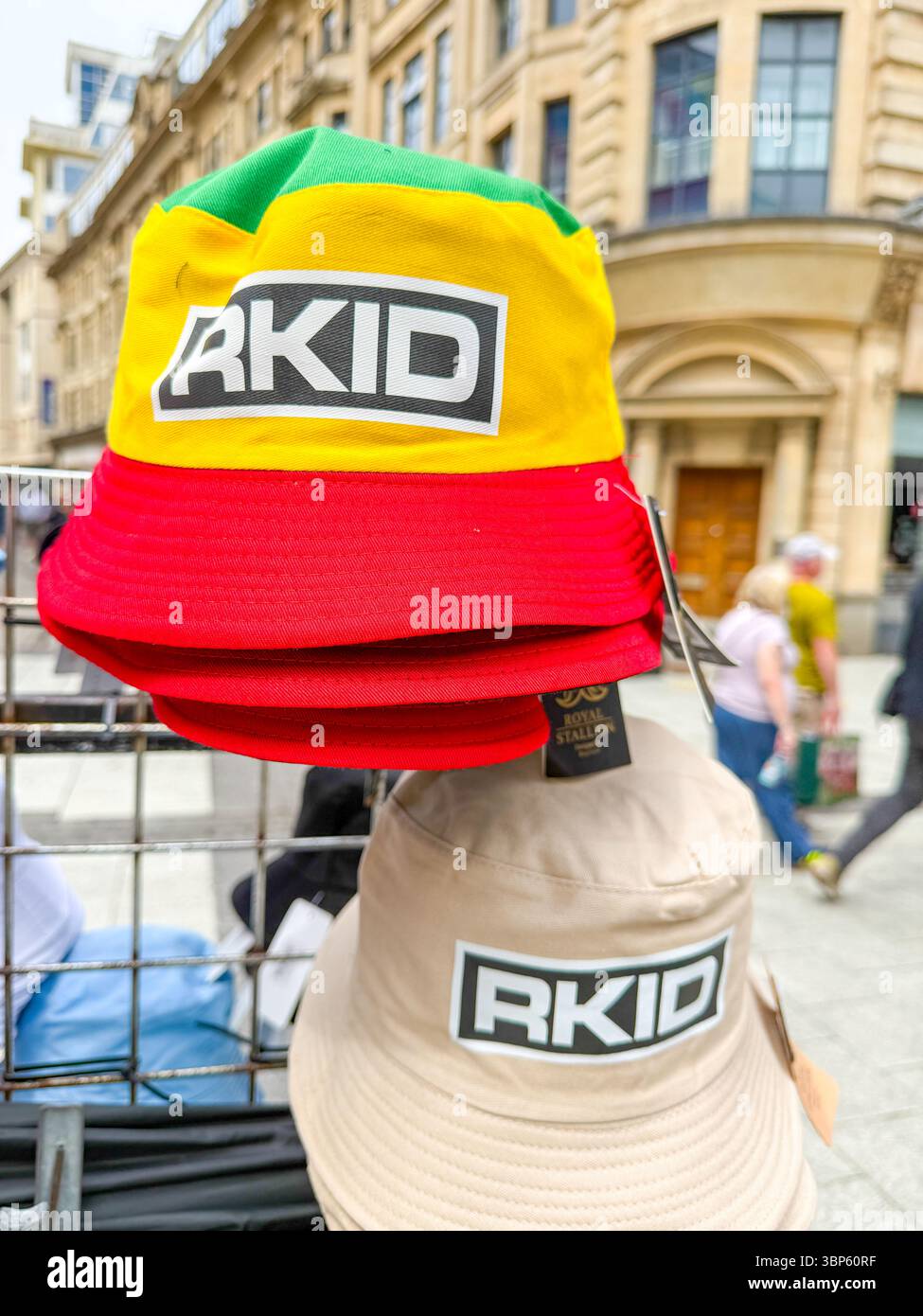 Oasis Merchandising Stalls on the Streets of Cardiff During Oasis Live ’25 Reunion Tour - Smartphone Captured Stock Image