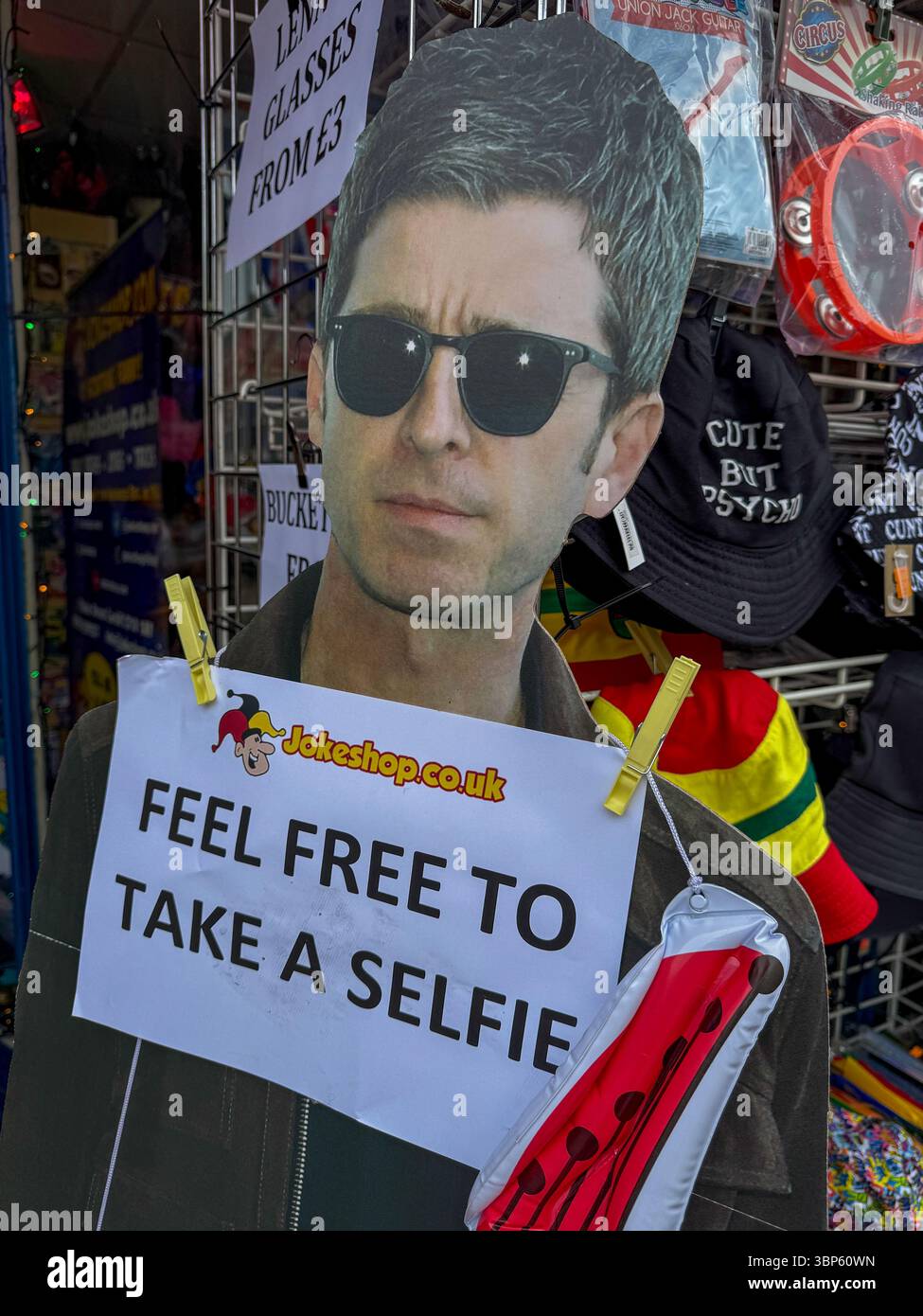 Oasis Merchandising Stalls on the Streets of Cardiff During Oasis Live ’25 Reunion Tour - Smartphone Captured Stock Image