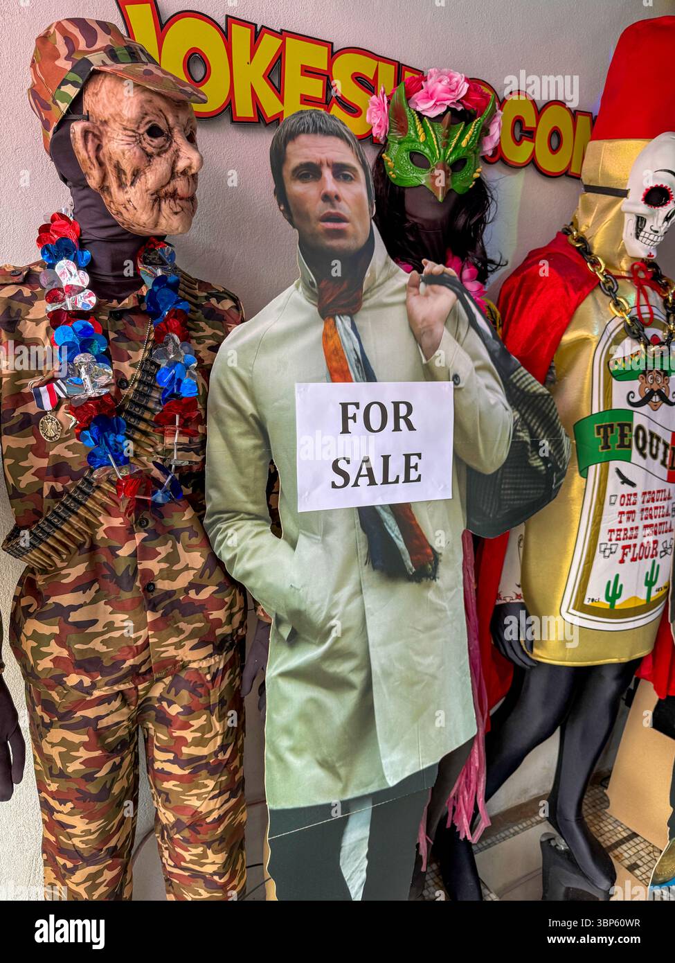 Oasis Merchandising Stalls on the Streets of Cardiff During Oasis Live ’25 Reunion Tour - Smartphone Captured Stock Image