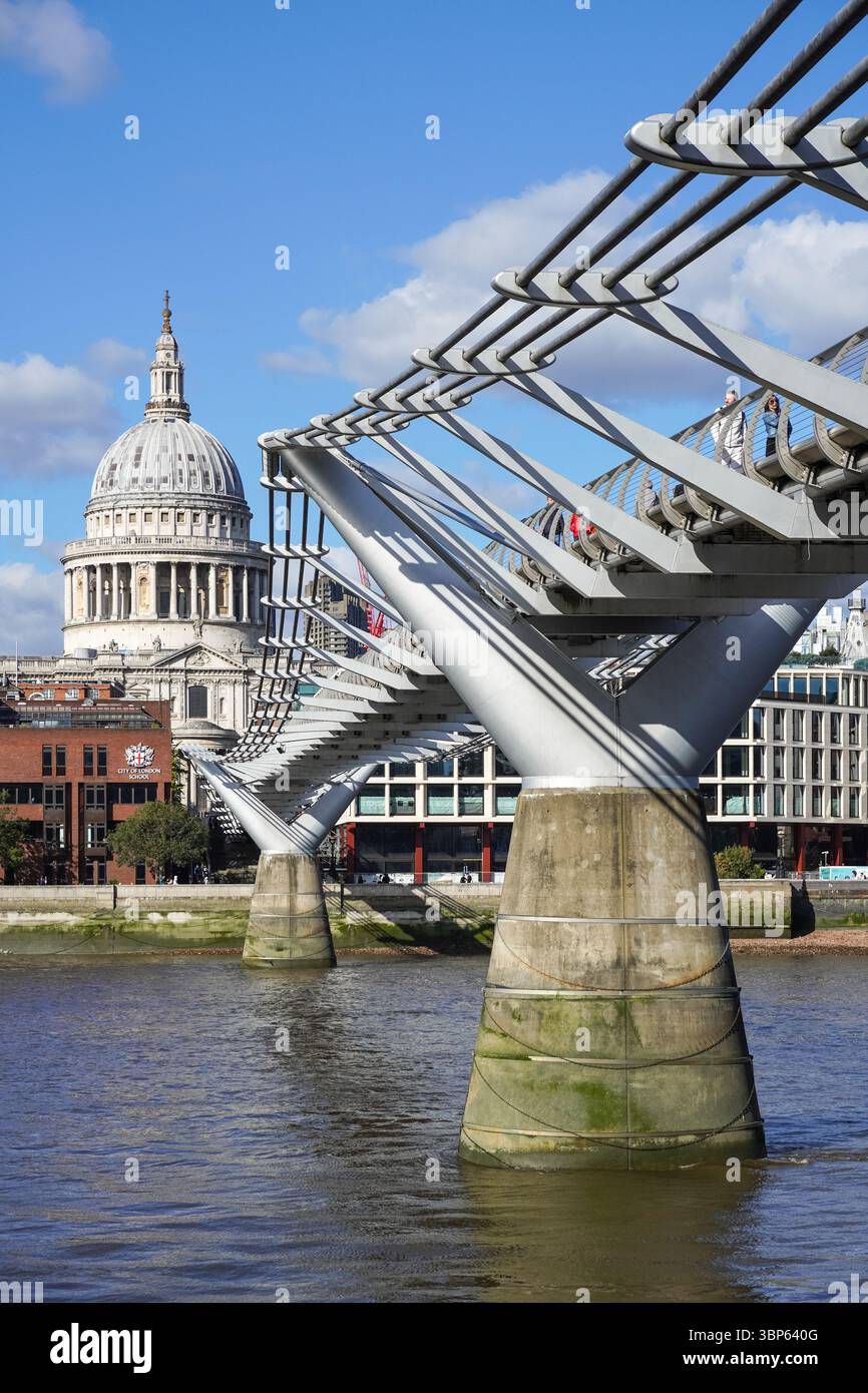 The Millennium Bridge with St Paul's Cathedral in the background, London England United Kingdom UK Stock Photo