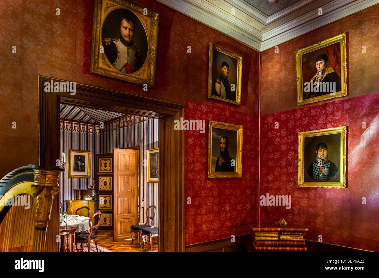 A view of the magnificent interiors of Arenenberg Castle in Salenstein ...