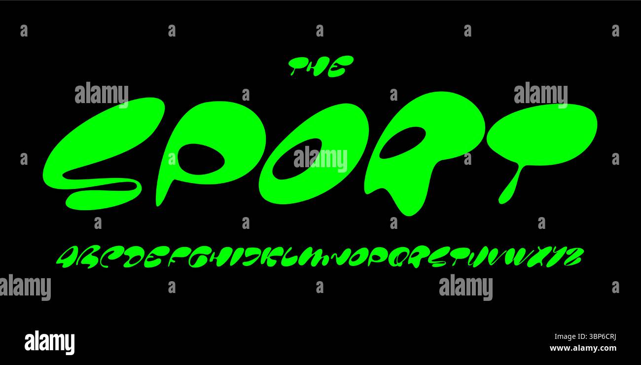 Liquid funky font, bold wavy alphabet, smooth distorted letters ...