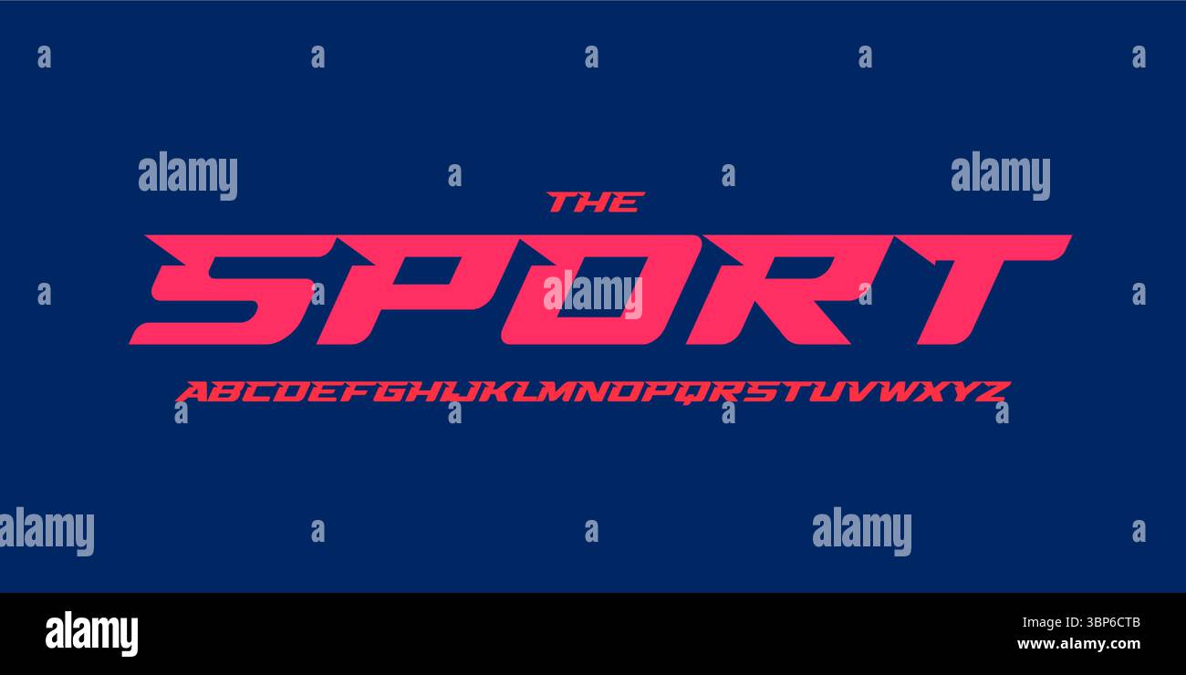 Sharp angular racing sport font, bold italic alphabet, fast slanted ...