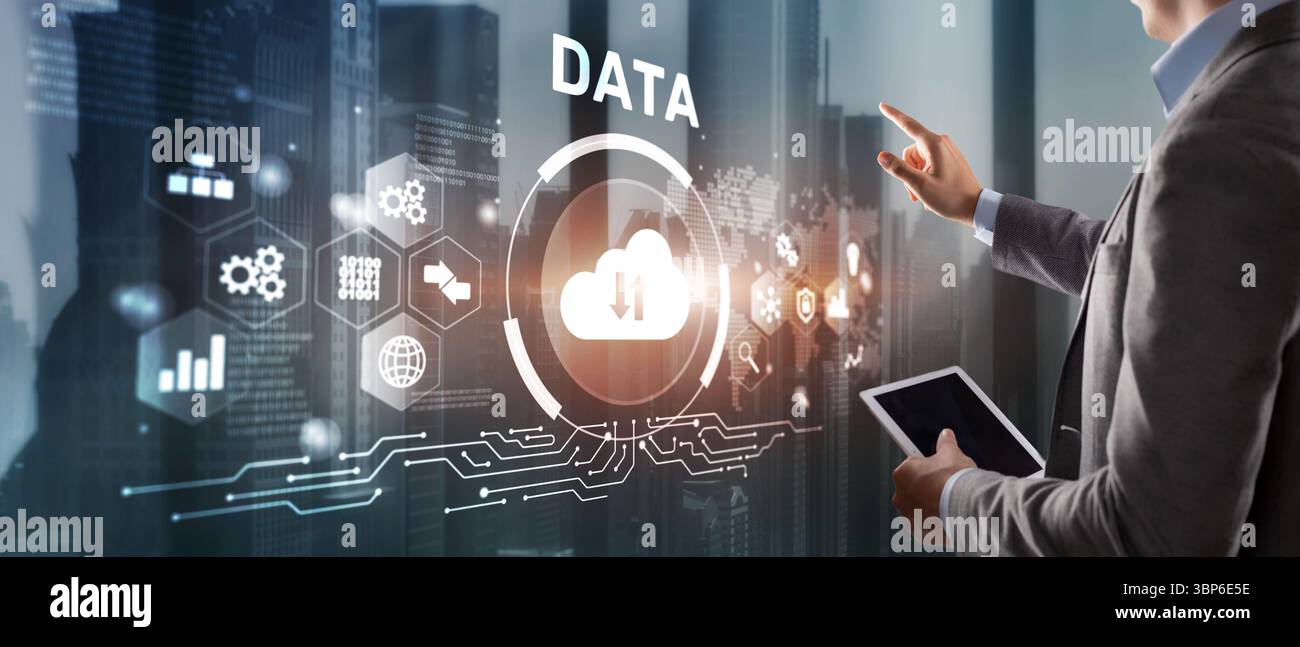 Cloud Computing, Data Storage and Security 2025 concept. Stock Photo