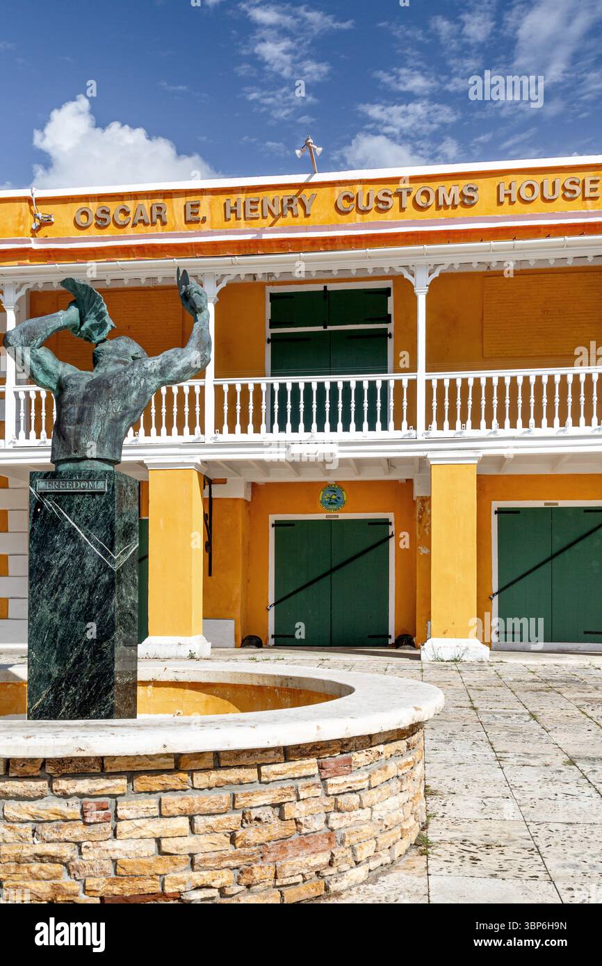 Oscar E. Henry Customs House along the waterfront, Frederiksted, St Croix, US Virgin Islands Stock Photo