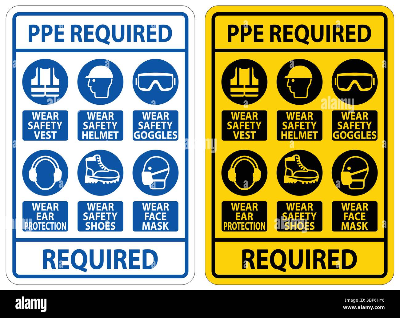 This image showcases two safety signs emphasizing PPE requirements in ...
