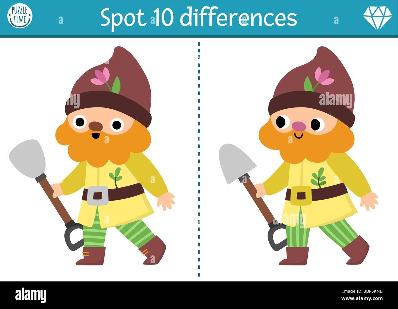 Find differences game for children. Dwarf educational activity with ...