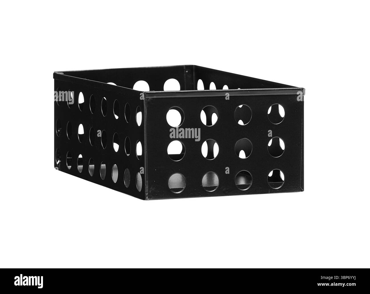 Black box with holes around it, low shape  isolated nature background with clipping path Stock Photo