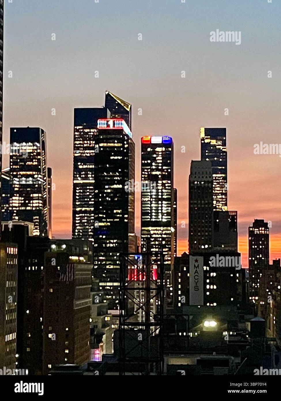 New York City lights up red, white and blue to celebrate United States Independence Day, 2025 - Smartphone Captured Stock Image