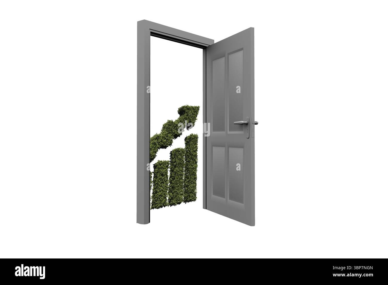 Topiary of graph seen through door Stock Photo - Alamy