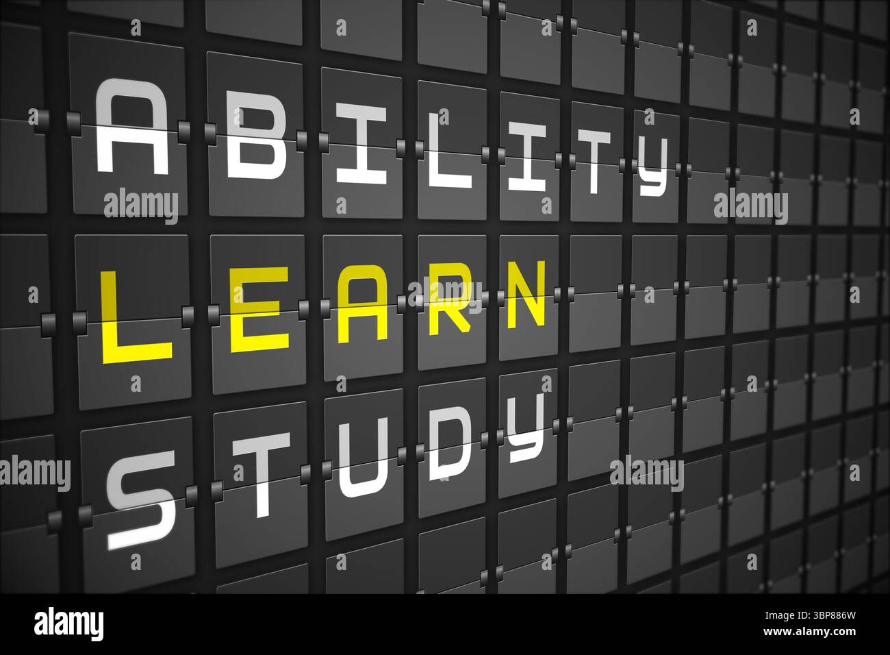 Learn buzzwords on black mechanical board Stock Photo