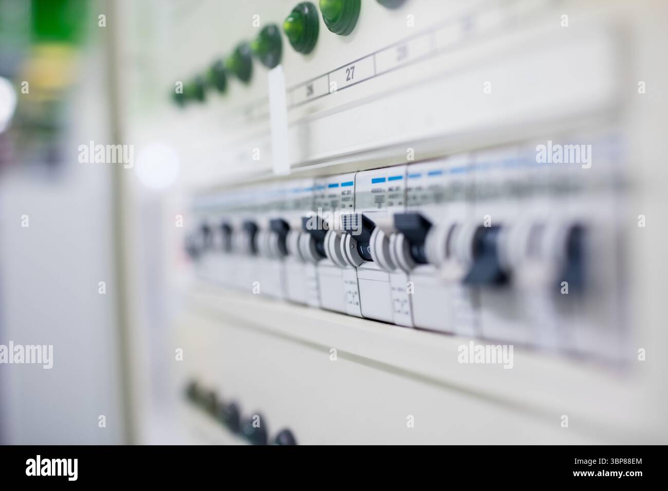 Flat design circuit breaker panel is showcasing toggle switches with ...