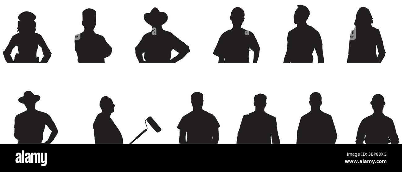 silhouette of different occupational people Stock Vector