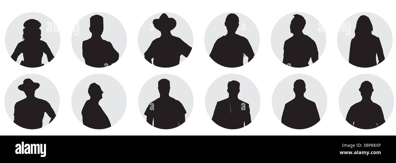 silhouette of different occupational people Stock Vector