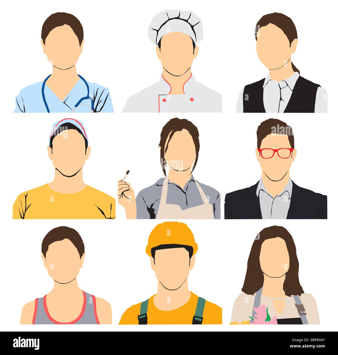 different occupational people profile collection Stock Vector