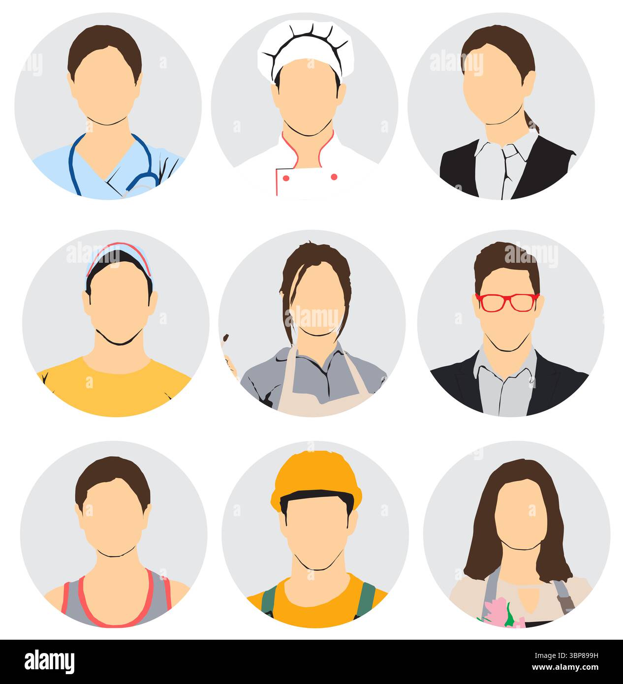 different occupational people profile collection Stock Vector
