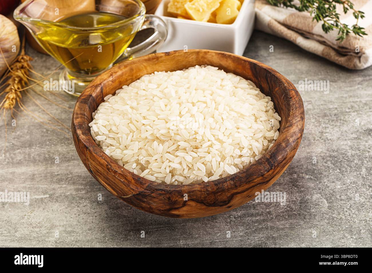Dry raw Arborio rice for risotto Stock Photo - Alamy