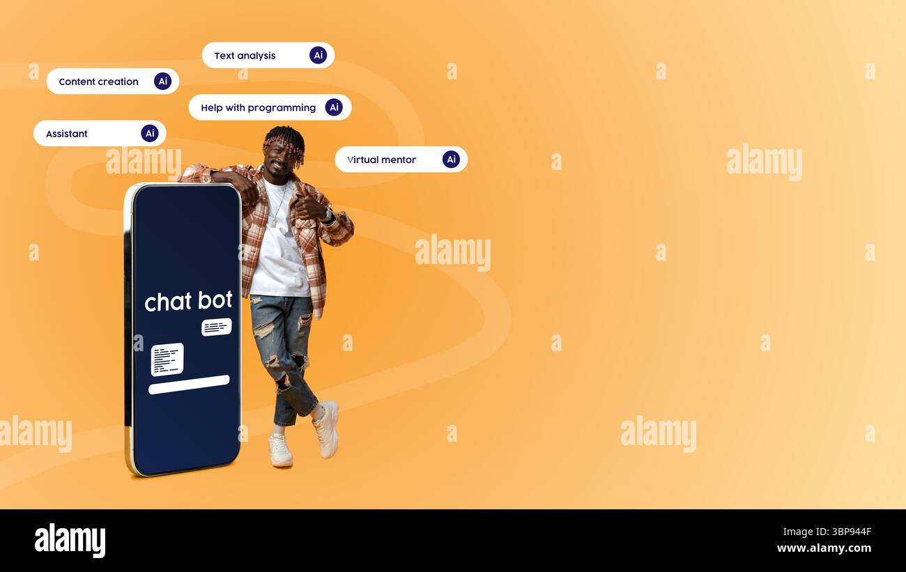 Innovative chatbot technology enhances content creation and programming assistance for users in various fields Stock Photo