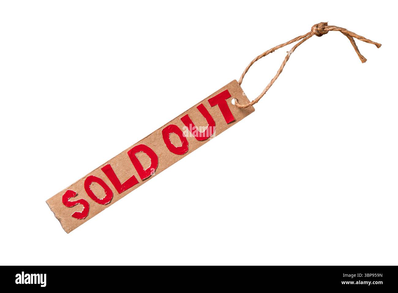 Handmade sold out tag on white background with clipping path Stock Photo