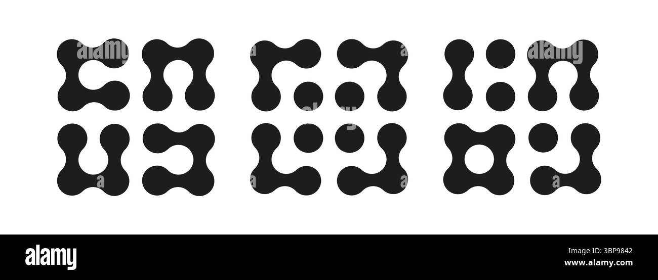 Connected dots vector signs. Metaball icon. Integration abstract symbol ...