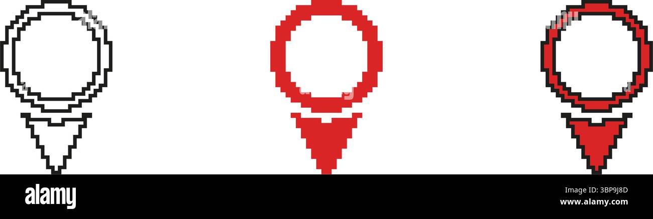 Map Pointer Location Marker Pixelated Icon Set. Pixel Art Symbol ...