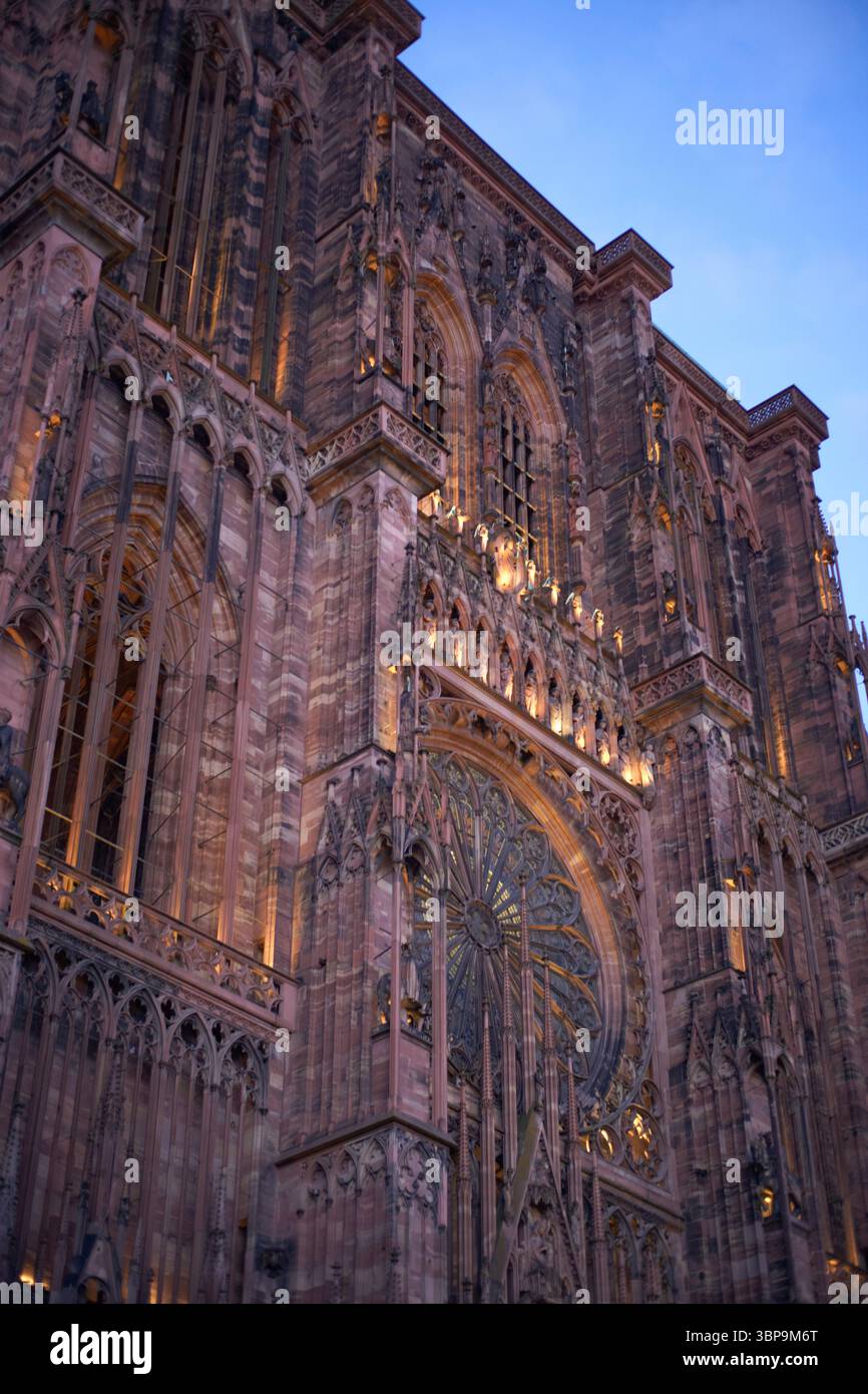 Detailed Gothic architecture of a cathedral with intricate carvings ...
