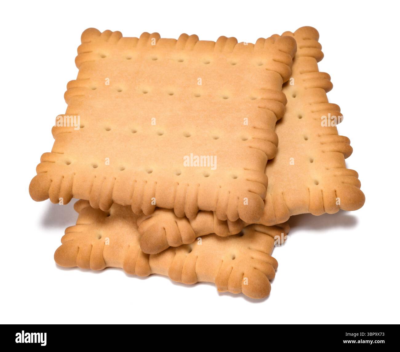 Dry biscuits pile  isolated on white background Stock Photo