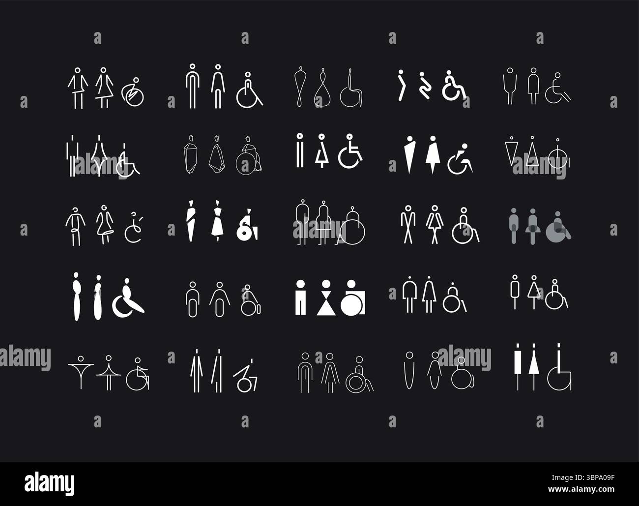 WC icons, stylish and modern design for male, female, accessible ...