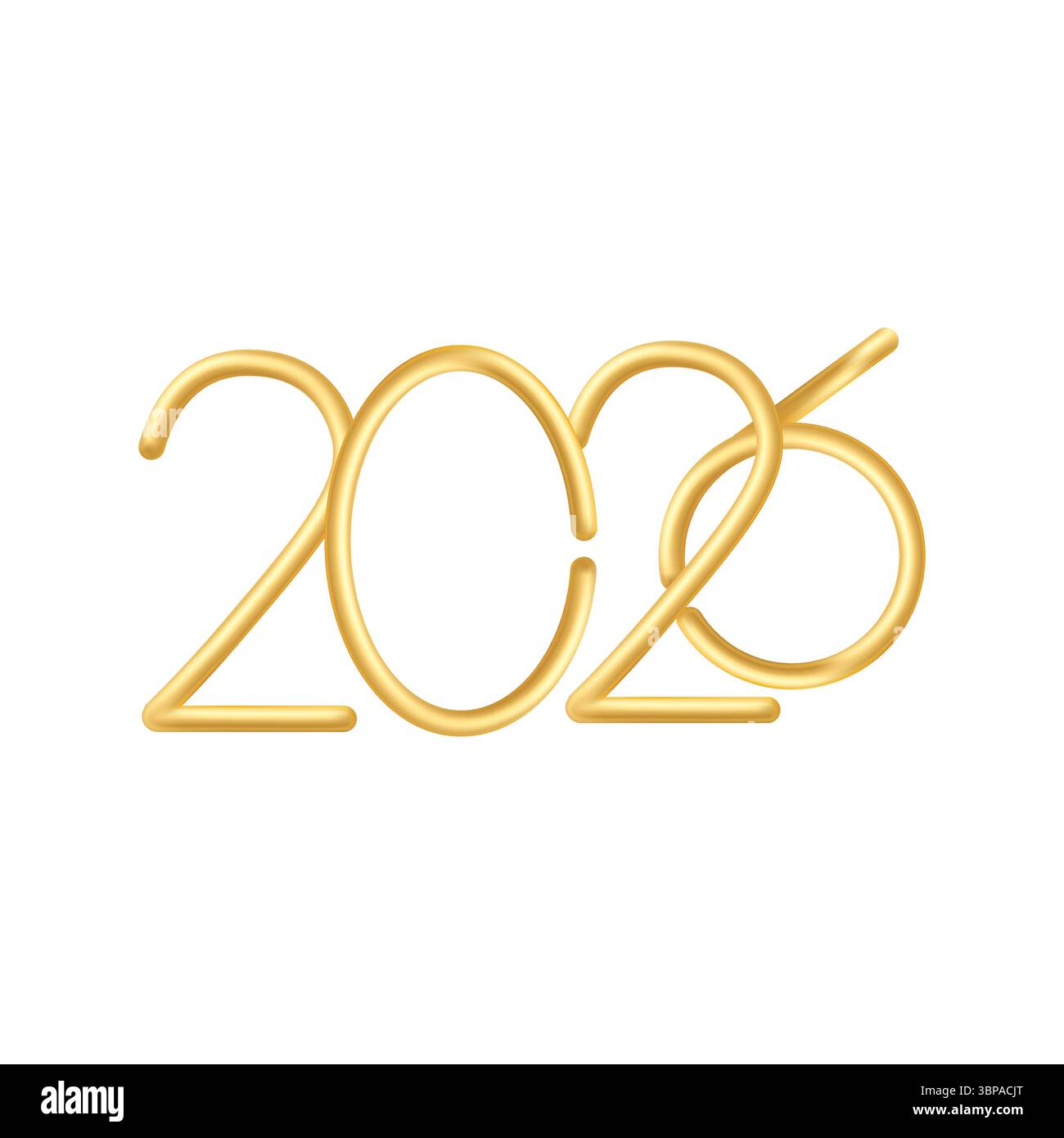 Stylish golden numbers 2026 with 3D effect and elegant curves. Set on ...
