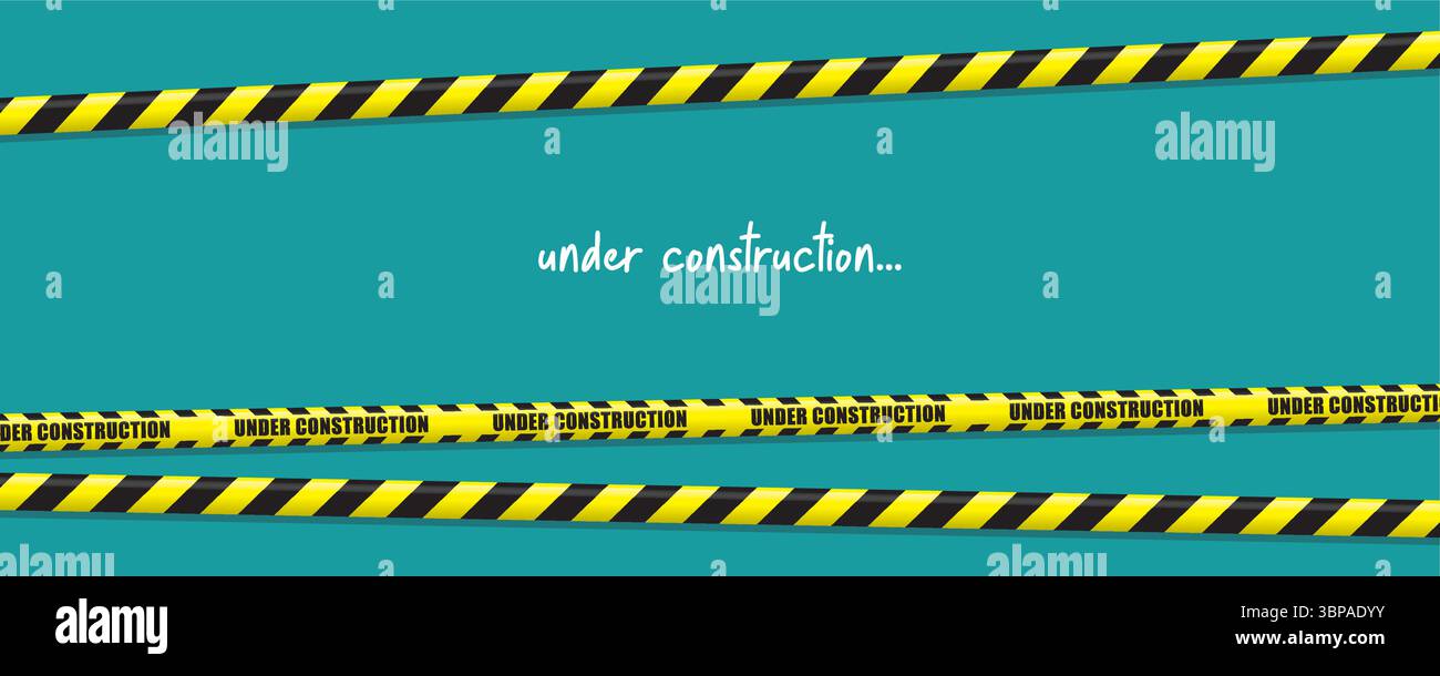 under construction banner with warning tape vector illustration Stock ...